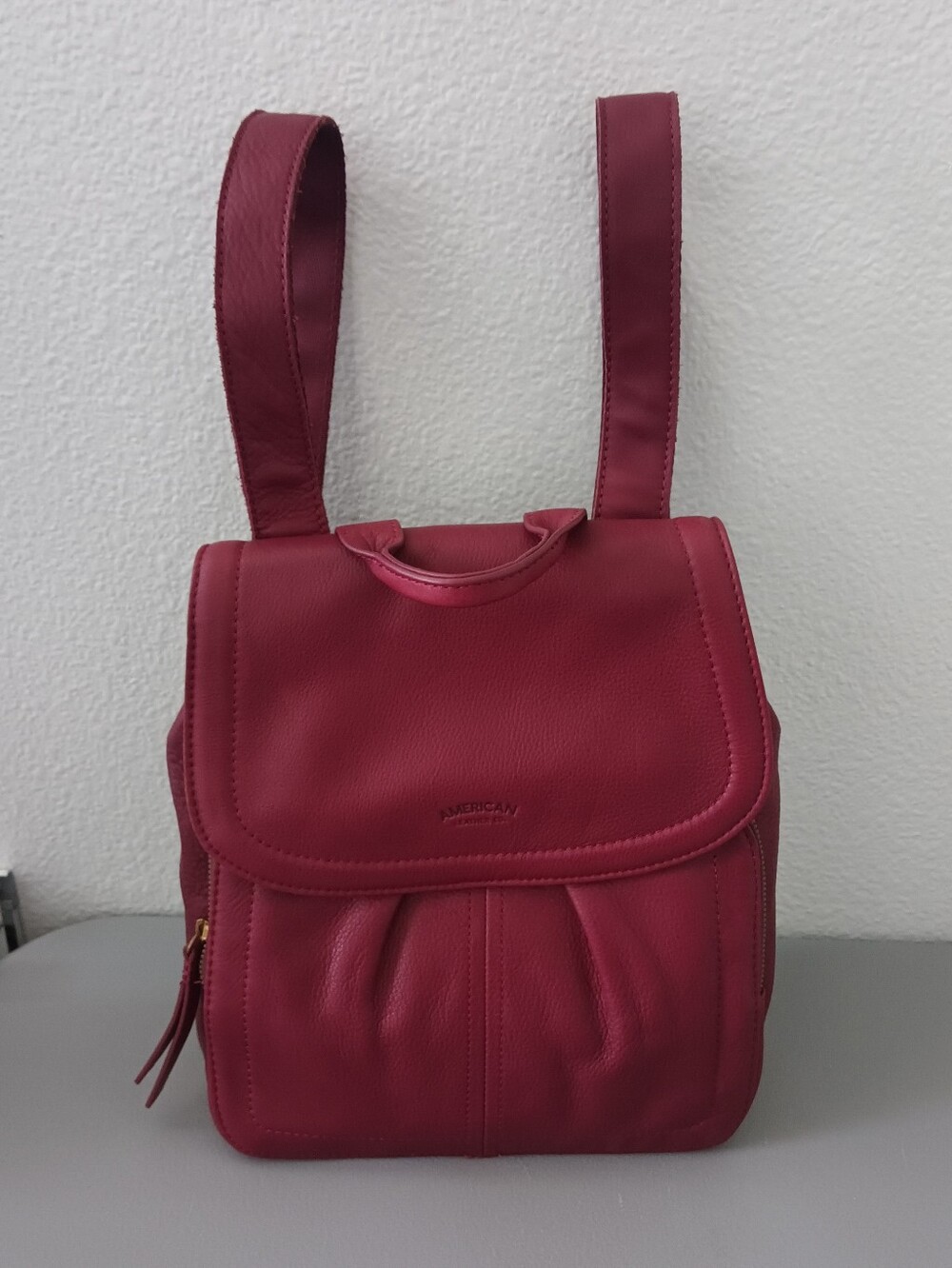 American Leather Co. Marino Backpack Red Burgundy Maroon